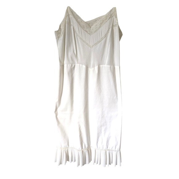barbizon Other - Vintage Barbizon Sorrento White Lace Pleated Slip Dress Zephaire Batiste Size 40